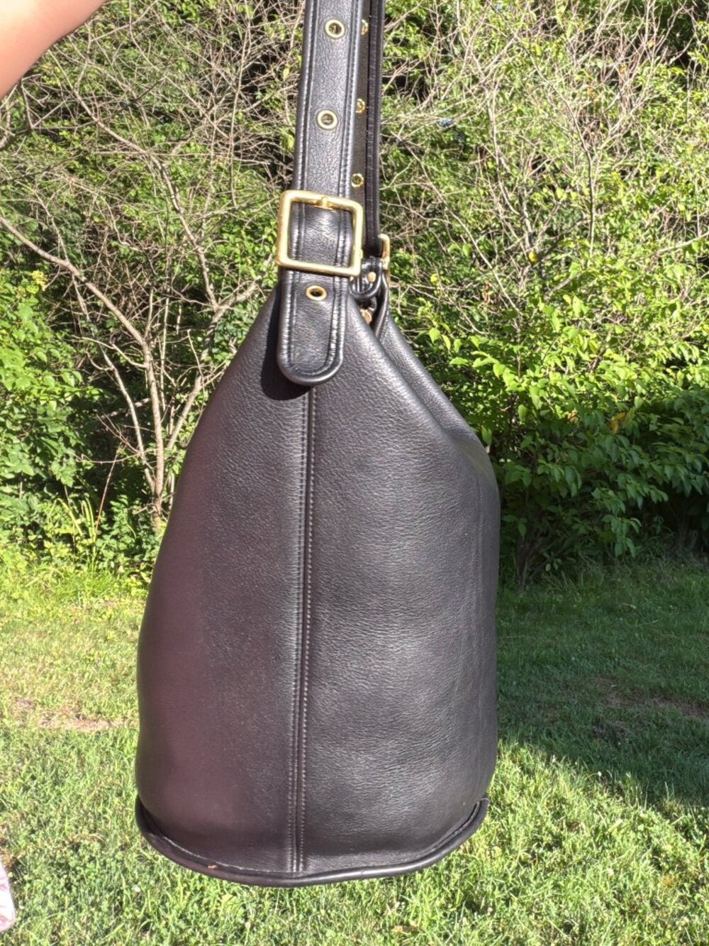 Coach Duffle Sac 9085 Black USA Made Glove Tanned Leather Bucket Shoulder Bag - Picture 7 of 10